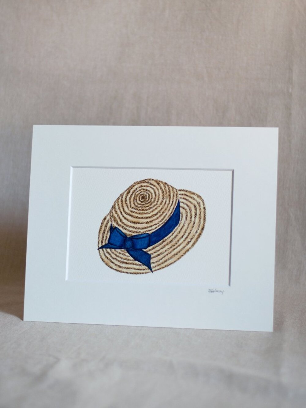 "Vintage Hat" Original Watercolour Painting With Mat
